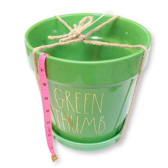 NWT Rae Dunn 8in Green Thumb Ceramic Planter - Picture 2 of 3
